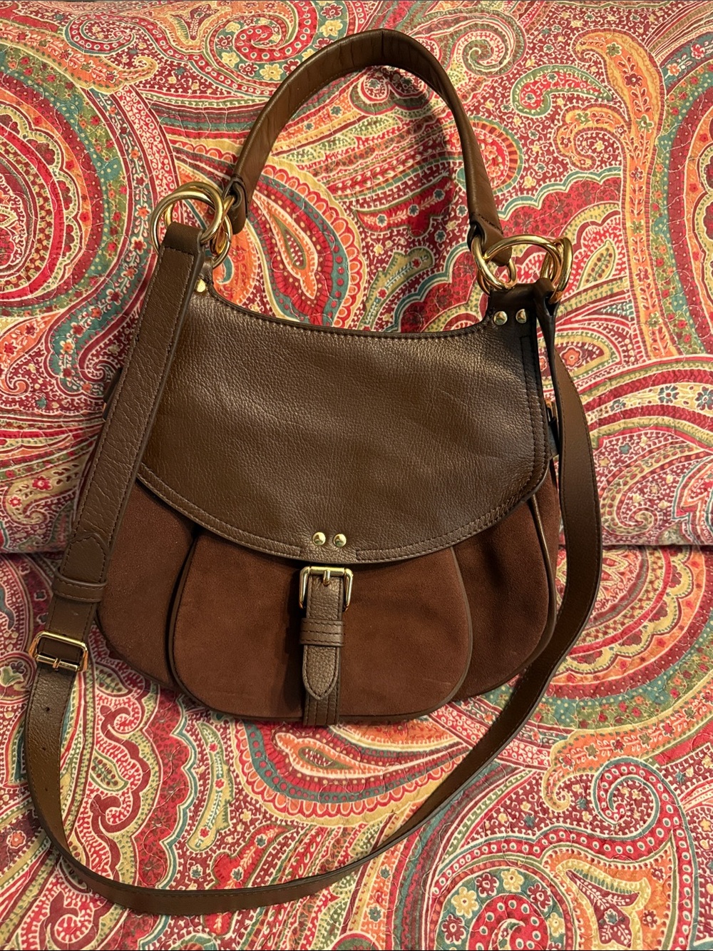 Aimee Kestenberg Brown Leather & Suede Saddle Crossbody